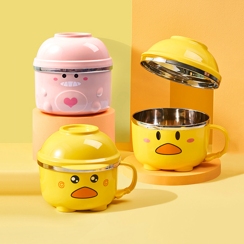Matcha Bowl Chawan - 900/1200Ml น่ารักเป็ด Ramen ชามสแตนเลส Kawaii Double-Layer