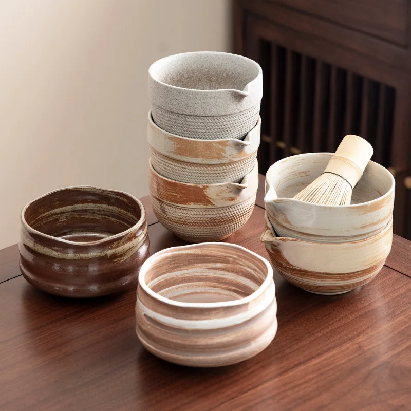 Matcha Bowl Chawan - 5/7 ชิ้น ​ ชุดมัทฉะสไตล์ญี่ปุ่นแบบดั้งเดิม ชามเซรามิกแบบดั้งเดิม พร้อมไม้ตีชาแบบไม้ไผ่